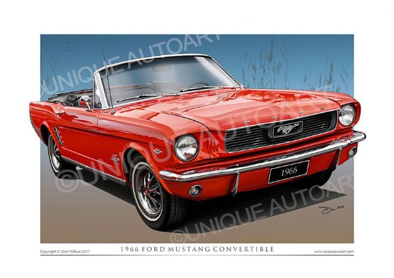 1966 Mustang Convertible- Signal Flare Red