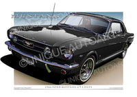 1966 Mustang Art Prints - Raven Black