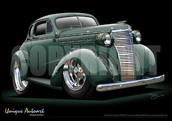1938 Chevy Custom Coupe-Terrace Green