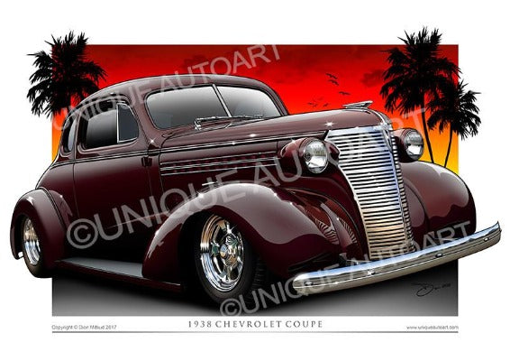1938 Chevrolet Coupe- York Shire Maroon Archival Prints