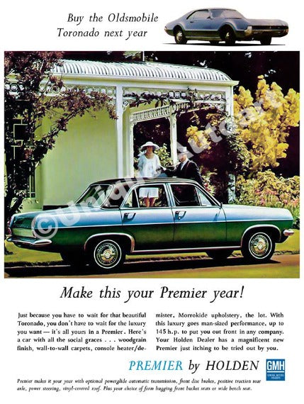 HOLDEN HR PREMIER 1967 - CAR ADVERT (unframed)