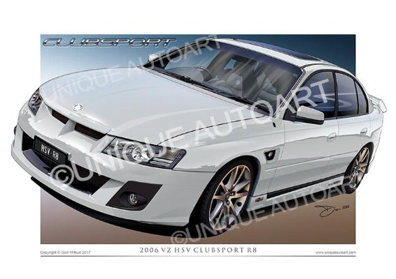 VZ HSV Car Drawings - Heron White