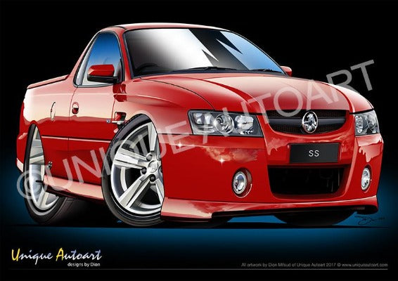 Holden Ute Art Prints | VZ SS UTE | Cartoon Cars from Unique Autoart